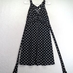 Ann Taylor LOFT Dress Womens 4 Black White Polka Dot‎ Wrap Tie Waist Sleeveless